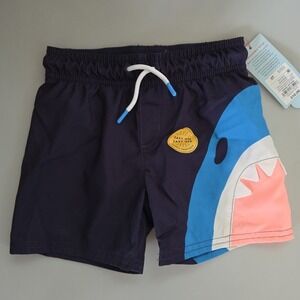 NWT Cat & Jack Toddler Boys' Sharks‎ Printed Swim Shorts - Navy Blue 3T